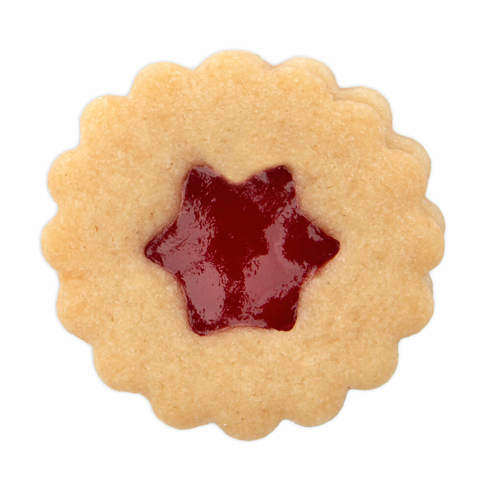 Städter Linzer cookie cutter star in ring wavy, cookie cutter, cookie mold, cookies, stainless steel, Ø 4 cm / H 1.5 cm, 124103