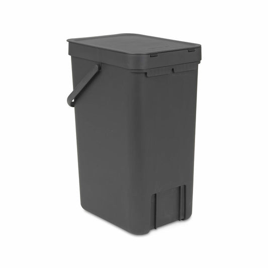 Brabantia Sort & Go Abfallbehälter, Müllbehälter, Mülleimer, Behälter, Grey, 16 L, 109966