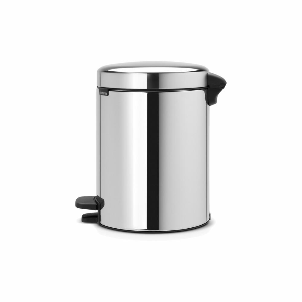 Brabantia Newicon Pedal Bin, Trash can, Waste bin, Brilliant Steel, 5 L, 112621