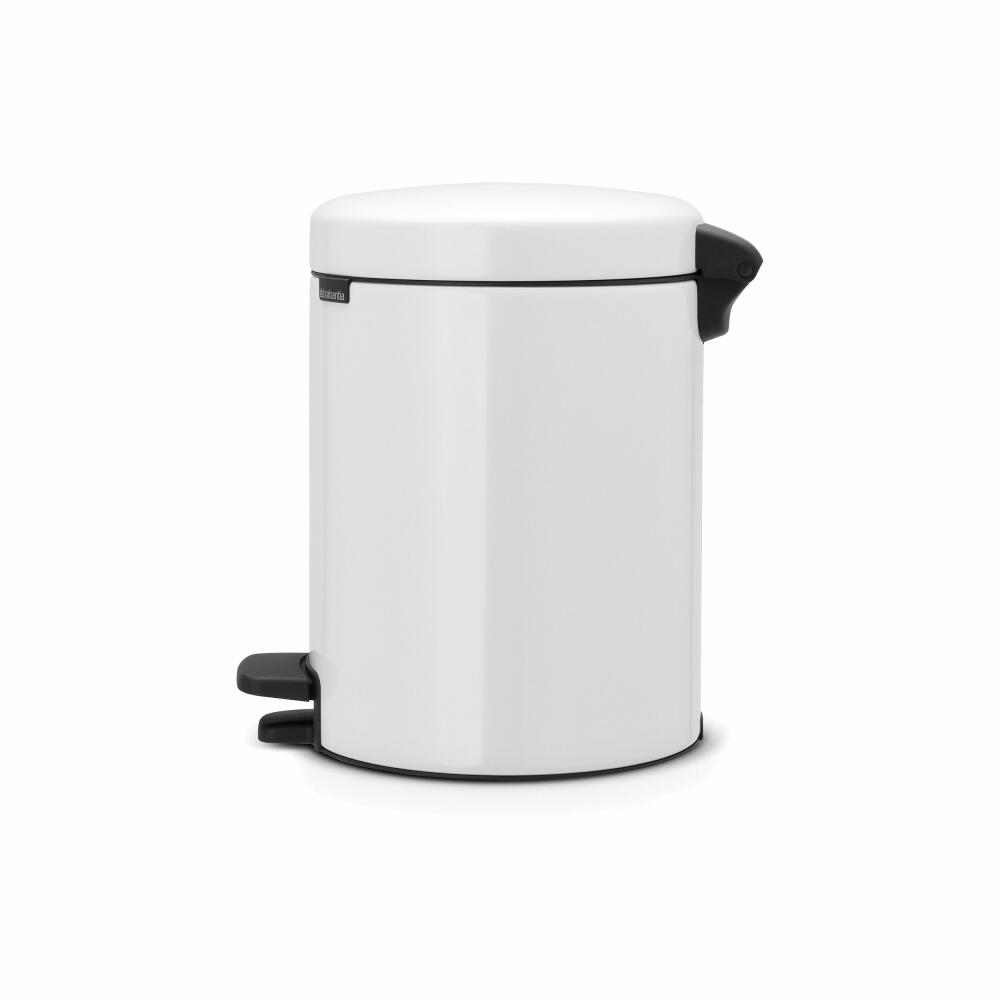 Brabantia Newicon Pedal Bin, Trash can, Waste bin, White, 5 L, 112065