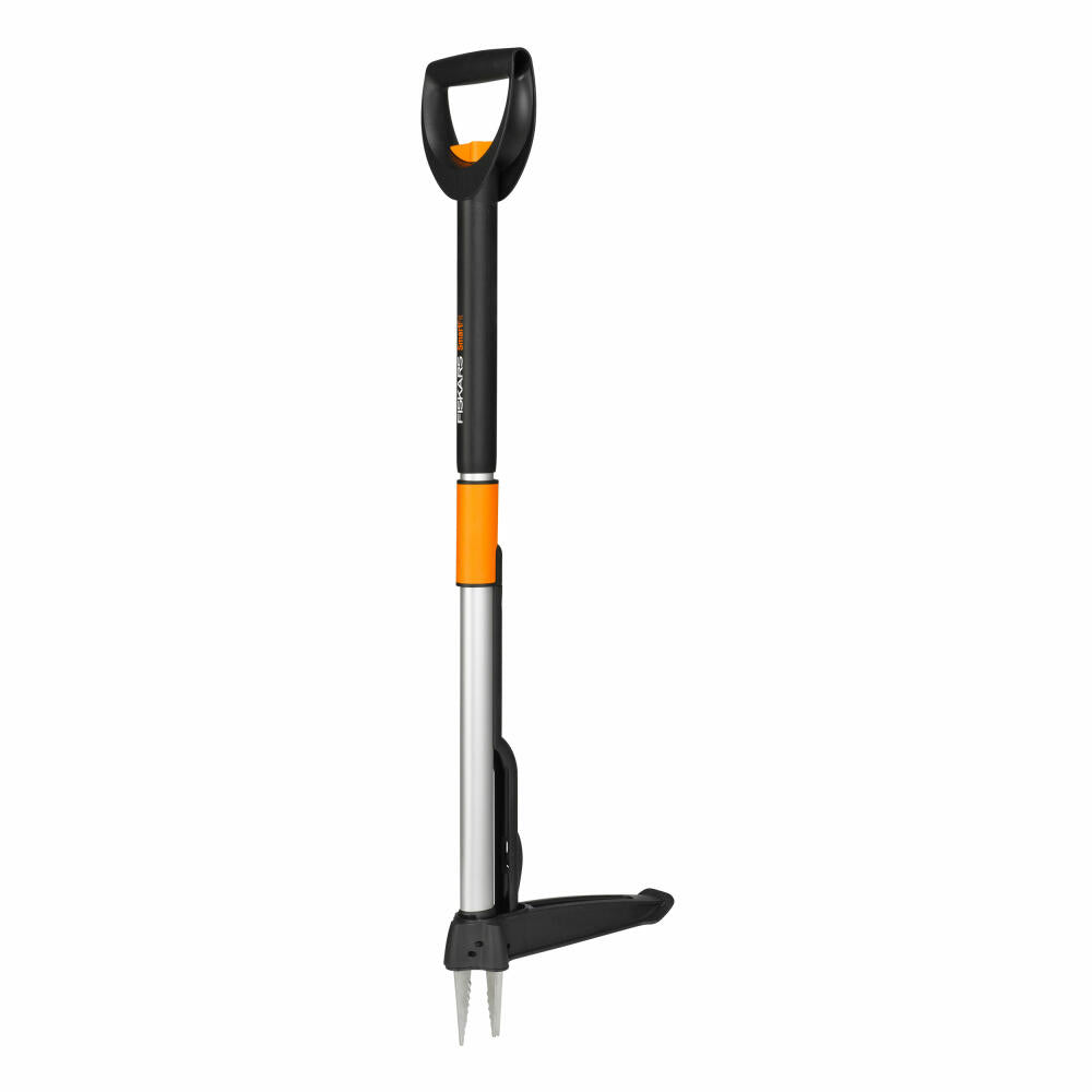 Fiskars SmartFit Teleskop-Unkrautstecher, Unkraut Stecher, Gartenstecher, Gartenzubehör, Stahl, Schwarz / Orange, 100 cm, 1020125