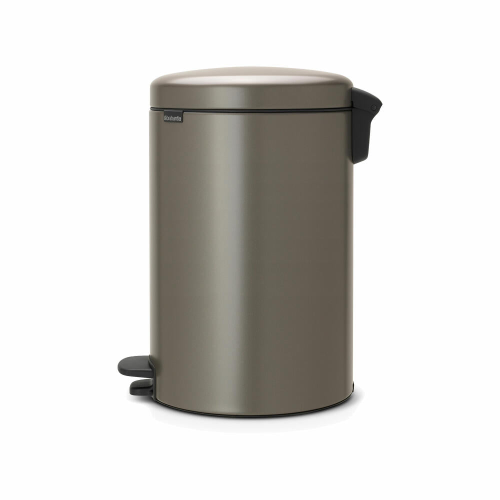 Brabantia Newicon Pedal Bin, Trash can, Waste bin, Platinum, 20 L, 114045