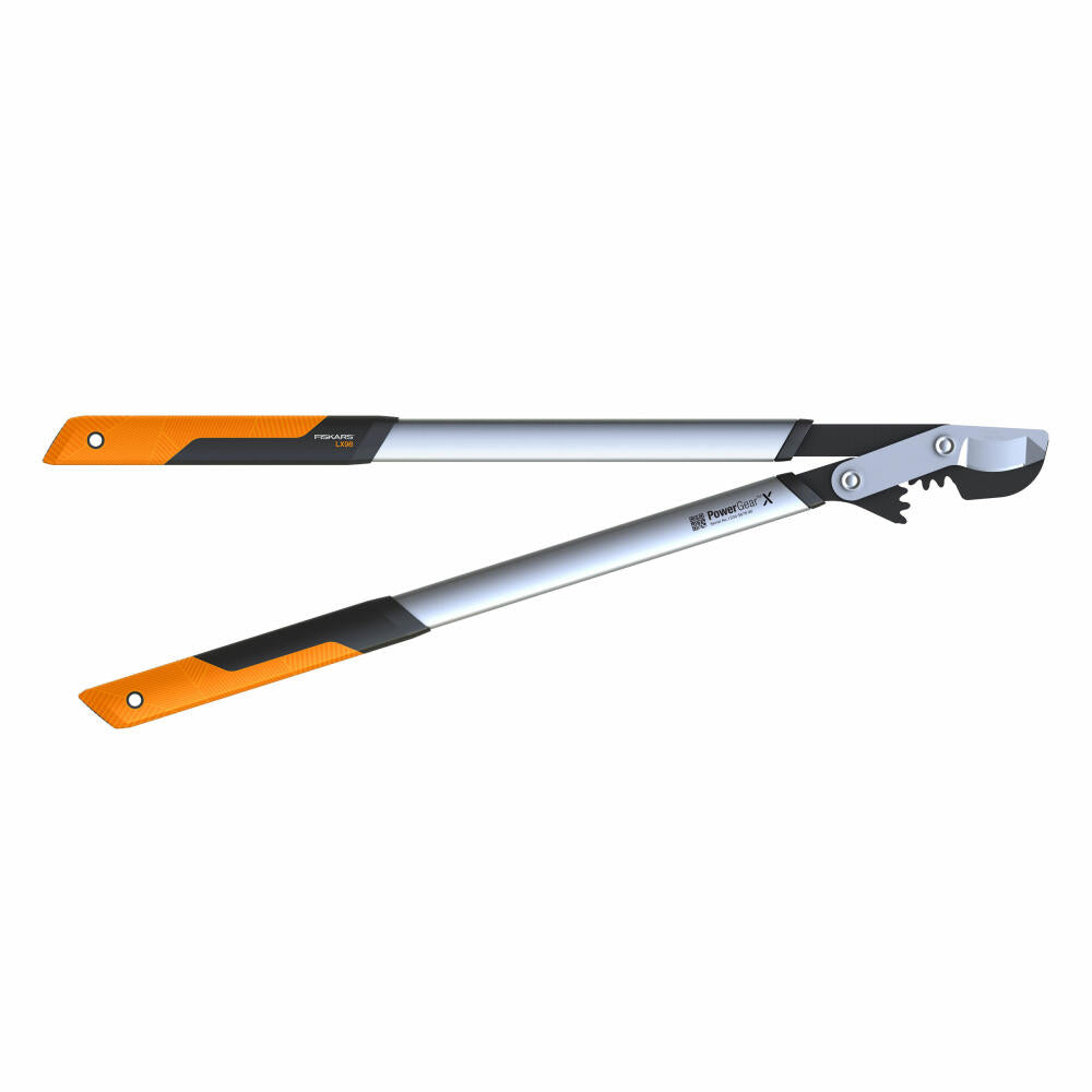 Fiskars PowerGearX Bypass-Getriebeastschere LX98-L, Getriebe Astschere, Gartenschere, Gartenzubehör, Stahl, Schwarz / Orange, 80 cm, 1020188