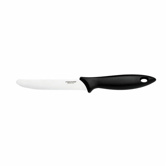 Fiskars Essential Tomatenmesser, Tomaten Messer, Küchenmesser, Küchenhelfer, Kunststoff / Edelstahl, 12 cm, 1023779