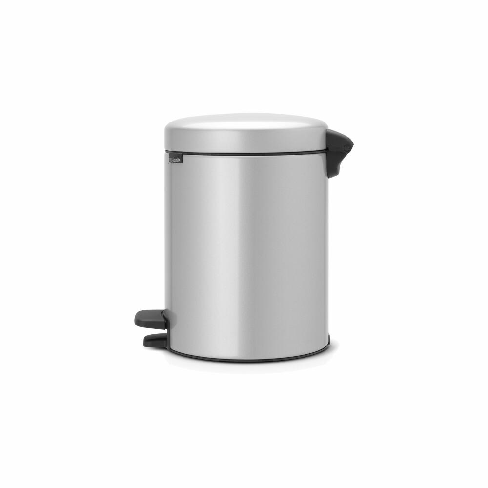 Brabantia Newicon Treteimer, Mülleimer, Abfalleimer, Metallic Grey, Grau, 5 L, 112904