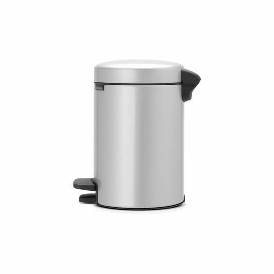 Brabantia Newicon Treteimer, Mülleimer, Abfalleimer, Kosmetikeimer, Metallic Grey, Grau, 3 L, 113260