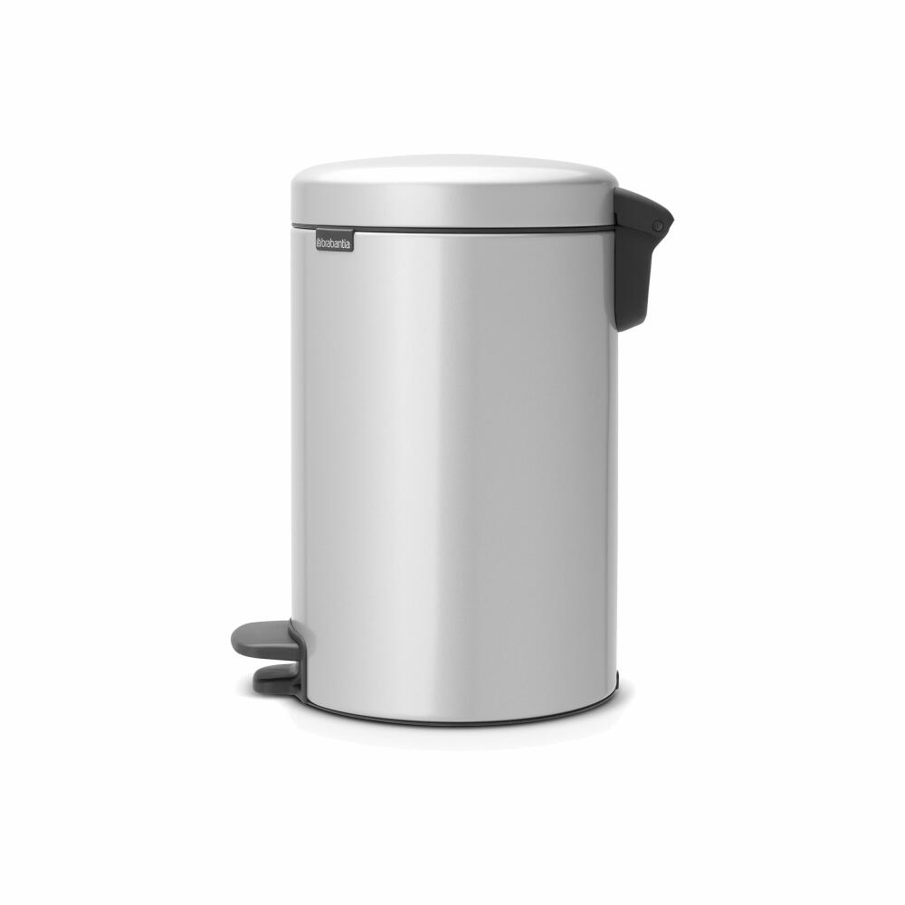 Brabantia Newicon Pedal Bin, Trash can, Waste bin, Metallic Grey, Grey, 12 L, 113680