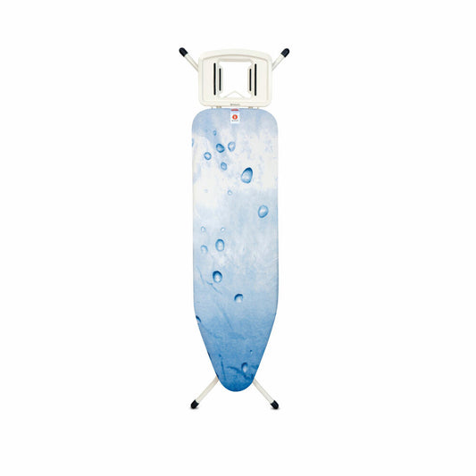 Brabantia Streckmetall - Bügeltisch mit Dampfstopmulde Solide, Bügeltisch, Bügelbrett, 124 cm x 38 cm, Ice Water / Ivory, 108501