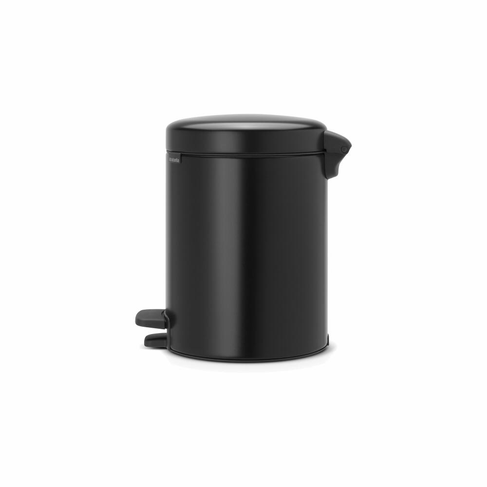 Brabantia Newicon Treteimer, Mülleimer, Abfalleimer, Matt Black, Schwarz, 5 L, 112928