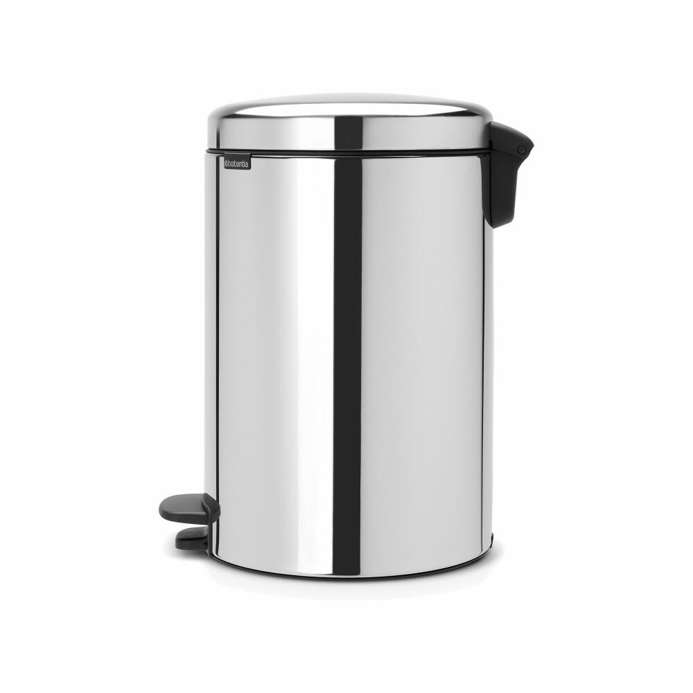 Brabantia Newicon Pedal Bin, Trash can, Waste bin, Brilliant Steel, 20 L, 113987