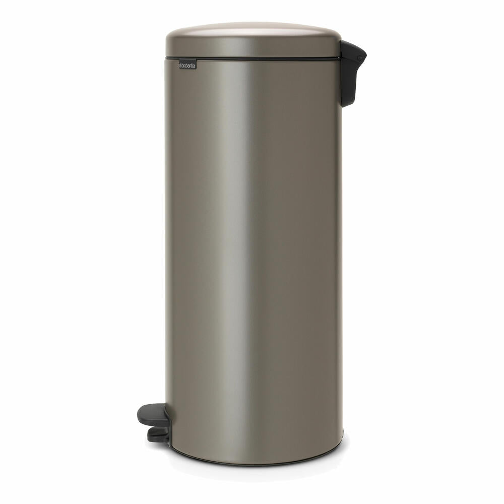 Brabantia Newicon Pedal Bin, Trash can, Waste bin, Platinum, 30 L, 114441