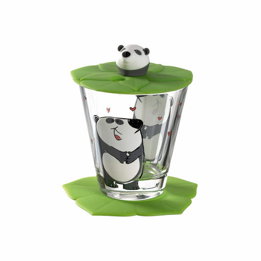 Leonardo children's drinking set BAMBINI 3-piece Panda, drinking cup with lid and coaster, colorful, 034799