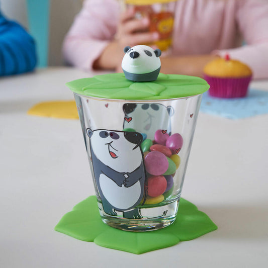 Leonardo Kindertrinkset BAMBINI 3-tlg. Panda, Trinkbecher mit Deckel und Untersetzer, Bunt, 034799