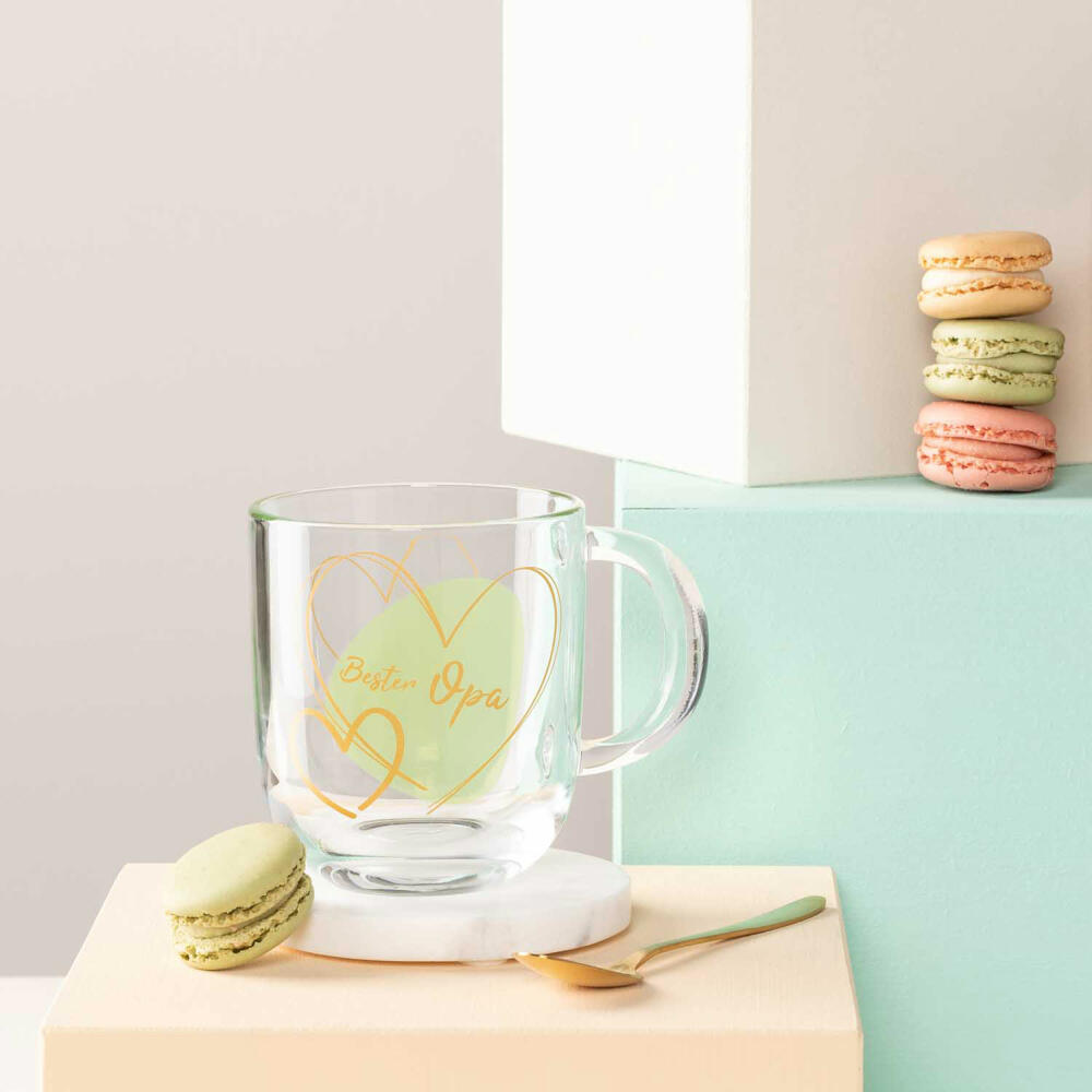 Leonardo Mug Emozione Best Dad, Mug with Handle, Soda-Lime Glass, Blue, 400 ml, 033229