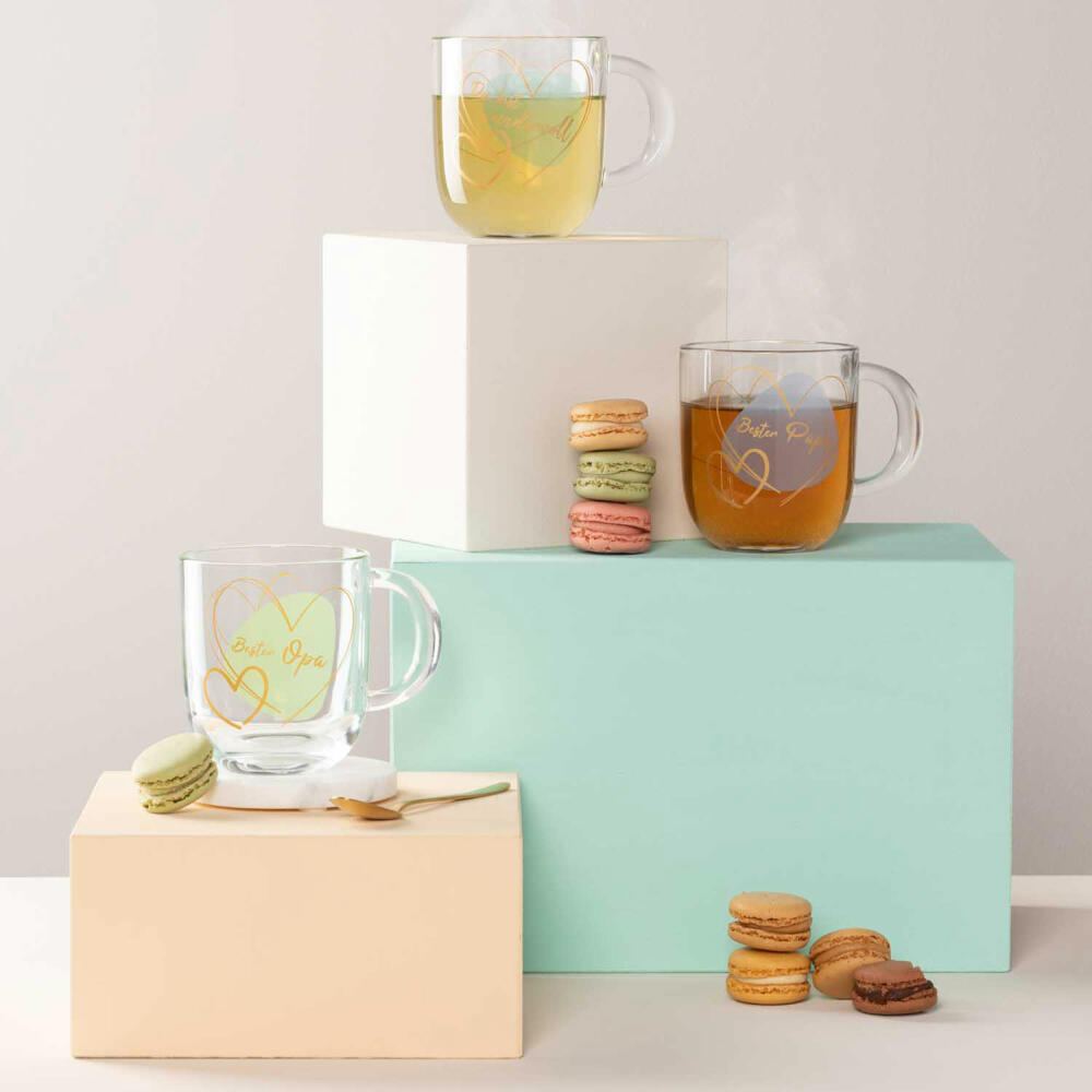 Leonardo Mug Emozione You are wonderful, mug with handle, soda-lime glass, turquoise, 400 ml, 033231