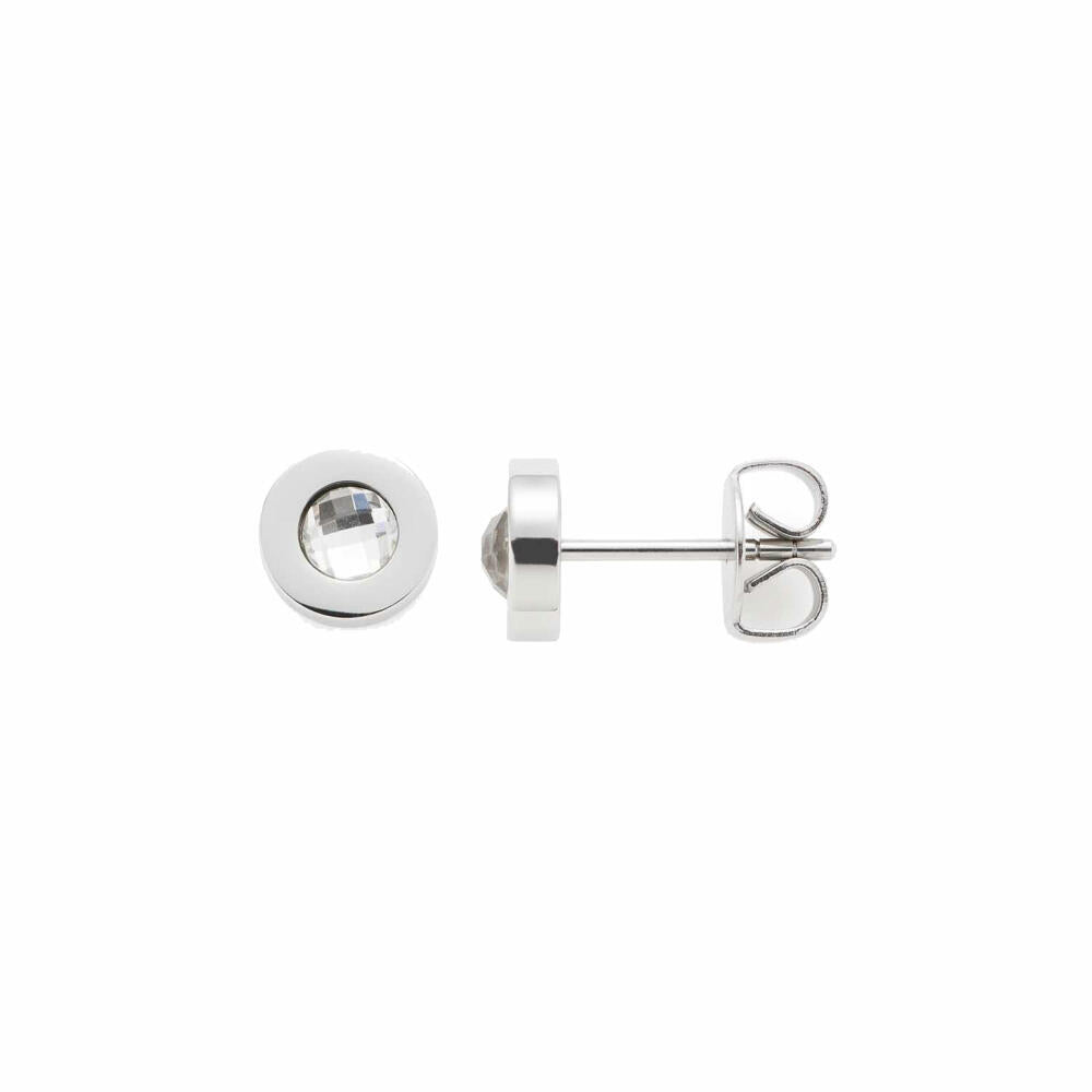 Leonardo Jewels ear studs Isa Sommer Special steel/clear set of 2, jewelry studs, earrings, stainless steel, silver, 022873