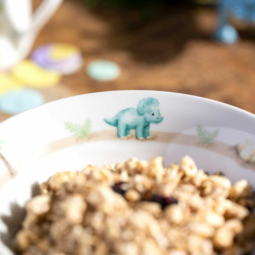 Leonardo Kindergeschirr Bambini Avventura Dino 3-tlg., Porzellan, Mehrfarbig, 022805