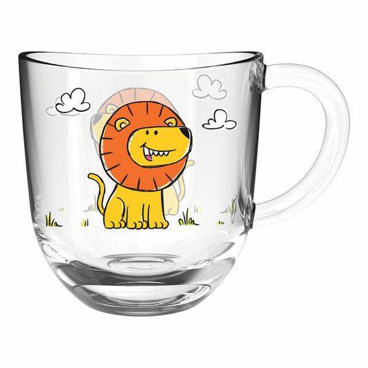Leonardo Cup Bambini Lion, glass cup, children's cup, soda-lime glass, multi-colored, 280 ml, 022898