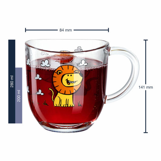 Leonardo Cup Bambini Lion, glass cup, children's cup, soda-lime glass, multi-colored, 280 ml, 022898