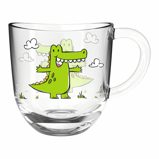 Leonardo cup Bambini crocodile, glass cup, children's cup, soda-lime glass, multi-colored, 280 ml, 022900