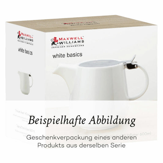 Maxwell & Williams Round Teeservice für 1 Person, 3-tlg., Tasse, Untertasse, Kanne, Porzellan, Weiß, 425 ml, AX0401