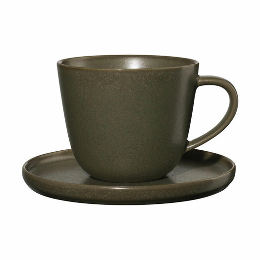 ASA Selection coppa nori Kaffeetasse mit Unterer, Kaffee Tasse, Teetasse, Untertasse, Porzellan, Grün, 250 ml, 19020192