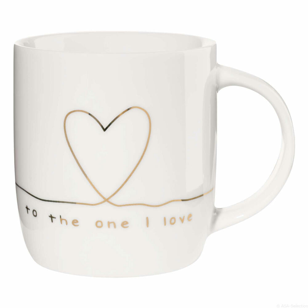 ASA Selection linia Henkelbecher To The One I Love, Kaffeetasse, Becher, Kaffee Tasse, Tee, Fine Bone China, Weiß Glänzend, 350 ml, 18061414