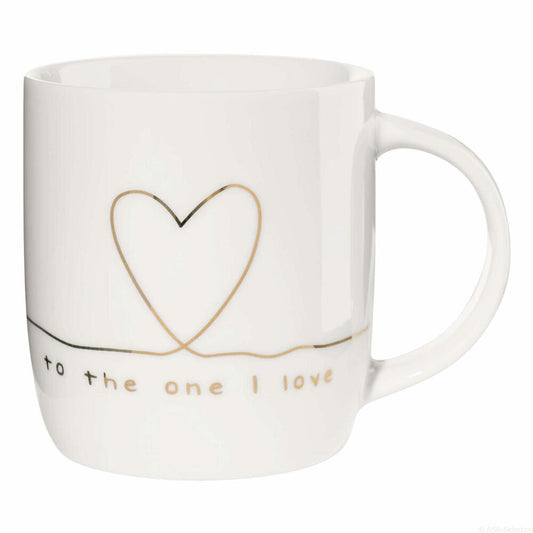 ASA Selection linia Henkelbecher To The One I Love, Kaffeetasse, Becher, Kaffee Tasse, Tee, Fine Bone China, Weiß Glänzend, 350 ml, 18061414