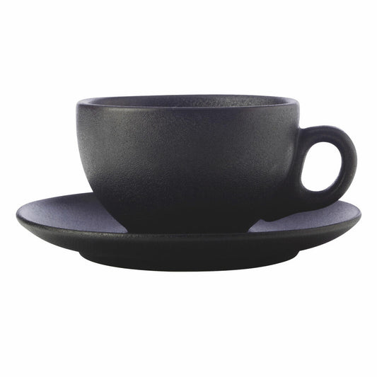 Maxwell &amp; Williams Caviar Black Cup With Saucer, Mug, Premium Ceramic, Black, 250 ml, AX0355