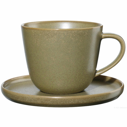 ASA Selection coppa miso Kaffeetasse mit Unterer, Kaffeebecher, Teetasse, Kaffee Tasse, Tee, Porzellan, Gelb, 250 ml, 19020194
