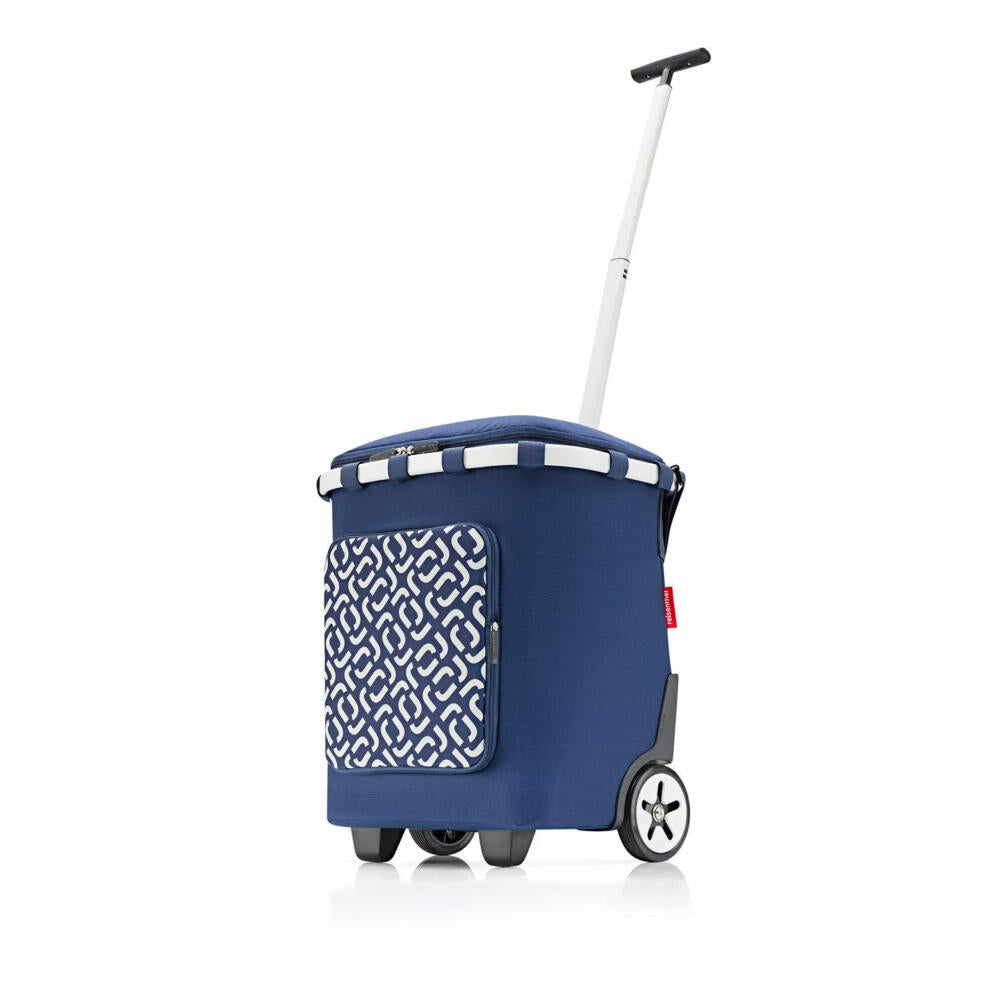 reisenthel carrycruiser plus, shopping trolley with thermal compartment, shopping basket, made of recycled PET, Frame Signature Navy, 46 L, OF4073