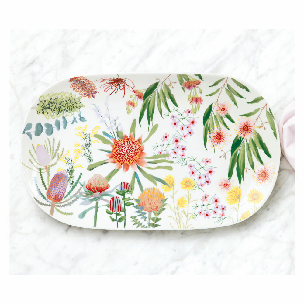 Maxwell &amp; Williams NATIVE BLOOMS Oval Plate, Serving Plate, Serving Plate, in Gift Box, Porcelain, 37 x 23 cm, AW0624