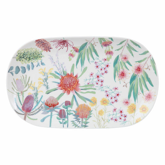 Maxwell & Williams NATIVE BLOOMS Platte Oval, Servierplatte, Servierteller, in Geschenkbox, Porzellan, 37 x 23 cm, AW0624