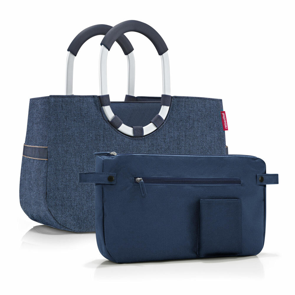 reisenthel loopshopper M, Einkaufstasche, Herringbone Dark Blue, 12 L, OS4113