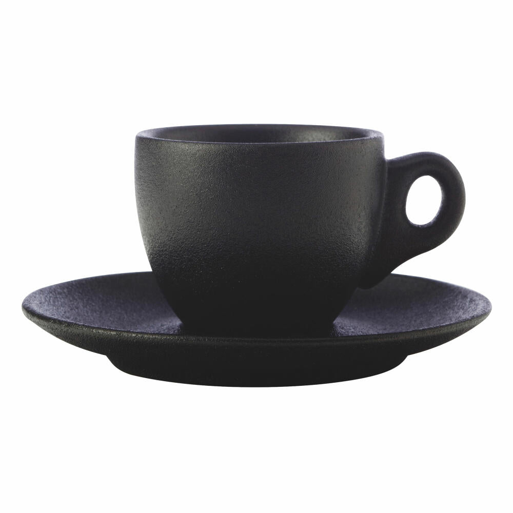 Maxwell & Williams Caviar Black Espressotasse Mit Untertasse, Espresso Tasse, Premium-Keramik, Schwarz, 80 ml, AX0354