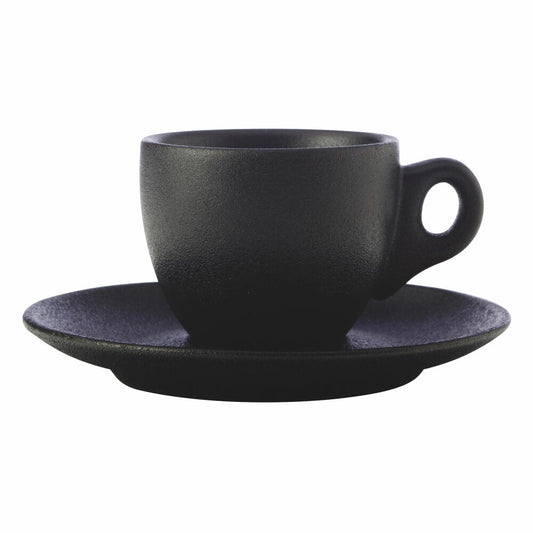 Maxwell &amp; Williams Caviar Black Espresso Cup With Saucer, Espresso Cup, Premium Ceramic, Black, 80 ml, AX0354