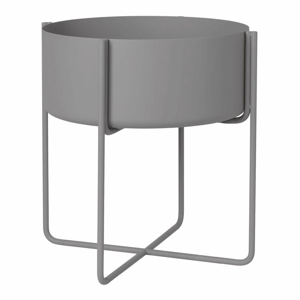 Blomus Pflanzgefäß mit Gestell KENA, Blumentopf, Pflanztopf, Stahl pulverbeschichtet, steel gray, 66024