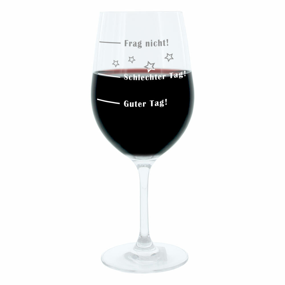 Leonardo wine glass XL, set of 3, Good day!, Bad day!, Don't ask!, mood glass with funny engraving, mood wine glass, 610 ml