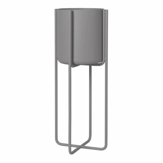 Blomus Pflanzgefäß mit Gestell KENA, Blumentopf, Pflanztopf, Stahl pulverbeschichtet, steel gray, 66018