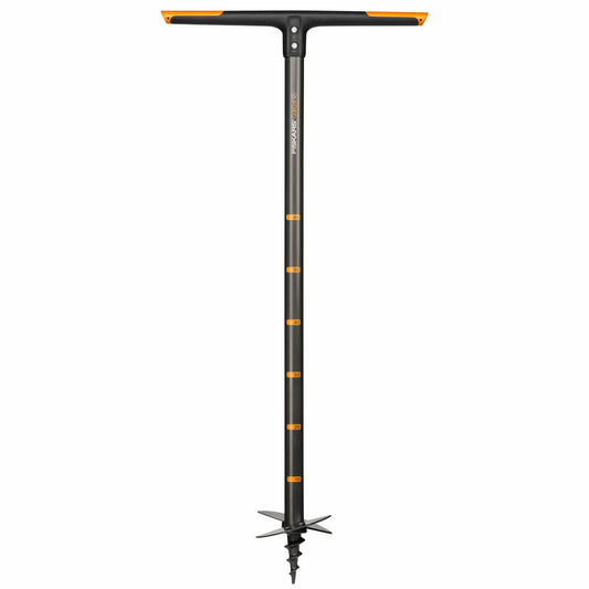 Fiskars QuikDrill Handerdbohrer 150 mm, Hand Erdbohrer, Erd Bohrer, Gartenbohrer, Gartenzubehör, Stahl / Kunststoff, Schwarz / Orange, 110 cm, 1000638