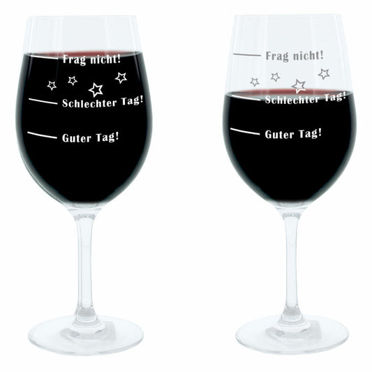 Leonardo wine glass XL, set of 2, Good day!, Bad day!, Don't ask!, mood glass with funny engraving, mood wine glass, 610 ml