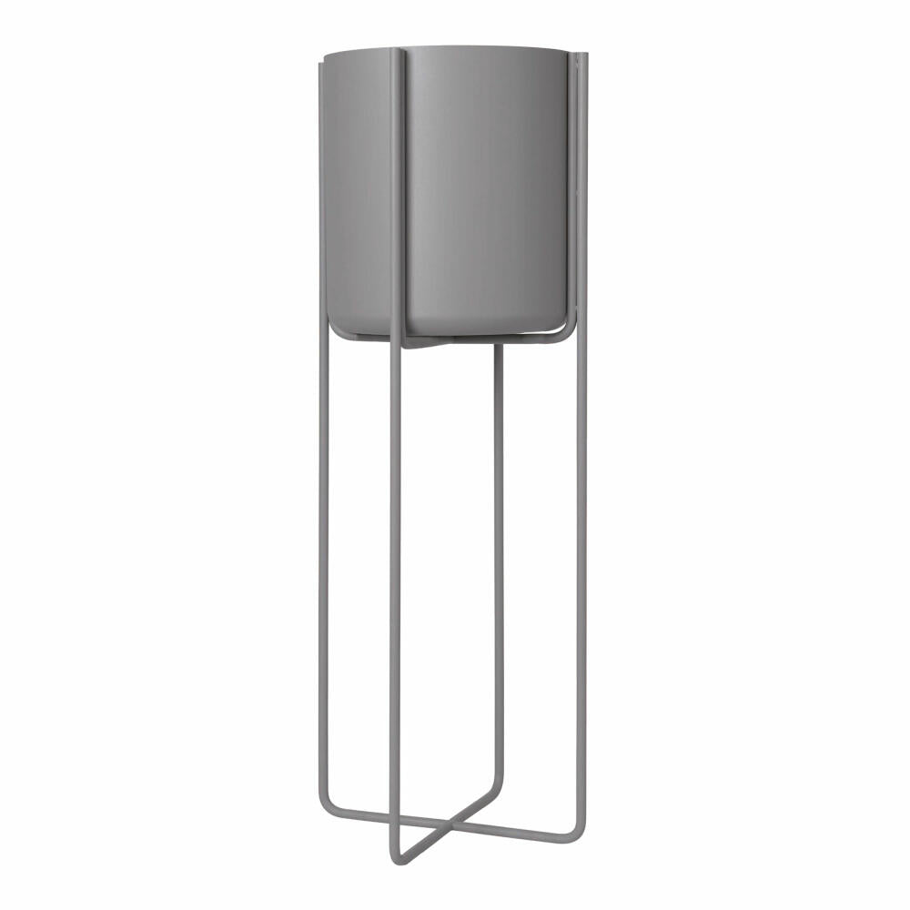 Blomus Pflanzgefäß mit Gestell KENA, Blumentopf, Pflanztopf, Stahl pulverbeschichtet, steel gray, 66021