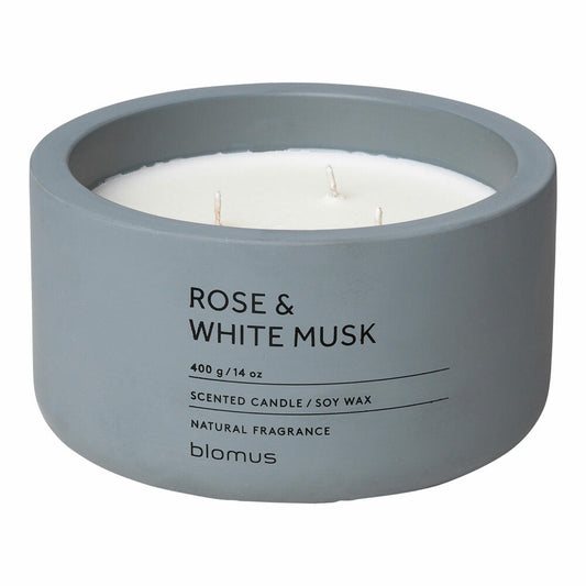 Blomus FRAGA Duftkerze Rose & White Musk, Duft Kerze, Candle, Beton, flintstone, 7 cm, 65959