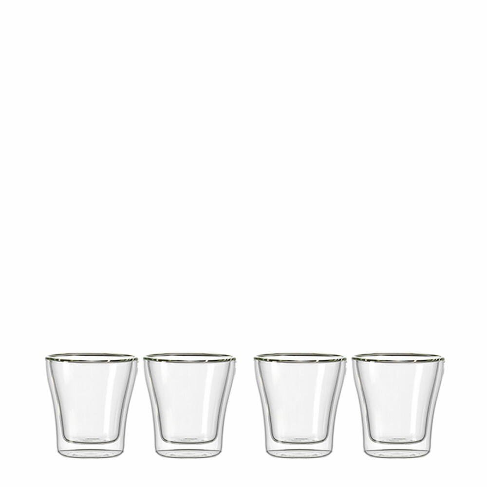 Leonardo Duo Becher 4er Set, Thermoglas, Kaffeeglas, Doppelwandig, Borosilikatglas, 40 ml, 50279