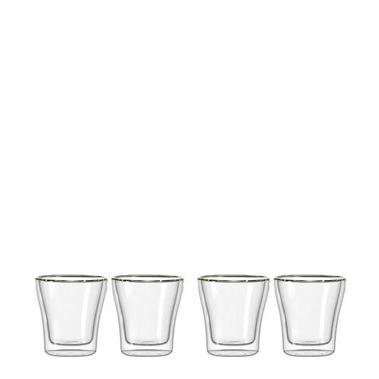 Leonardo Duo Becher 4er Set, Thermoglas, Kaffeeglas, Doppelwandig, Borosilikatglas, 40 ml, 50279