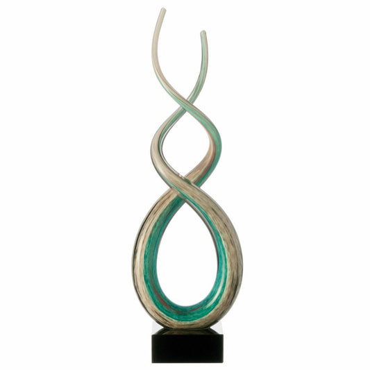 Leonardo Rotate sculpture, glass sculpture, decoration, decorative sculpture, glass object, glass, 48 ​​cm, white / turquoise, 64115