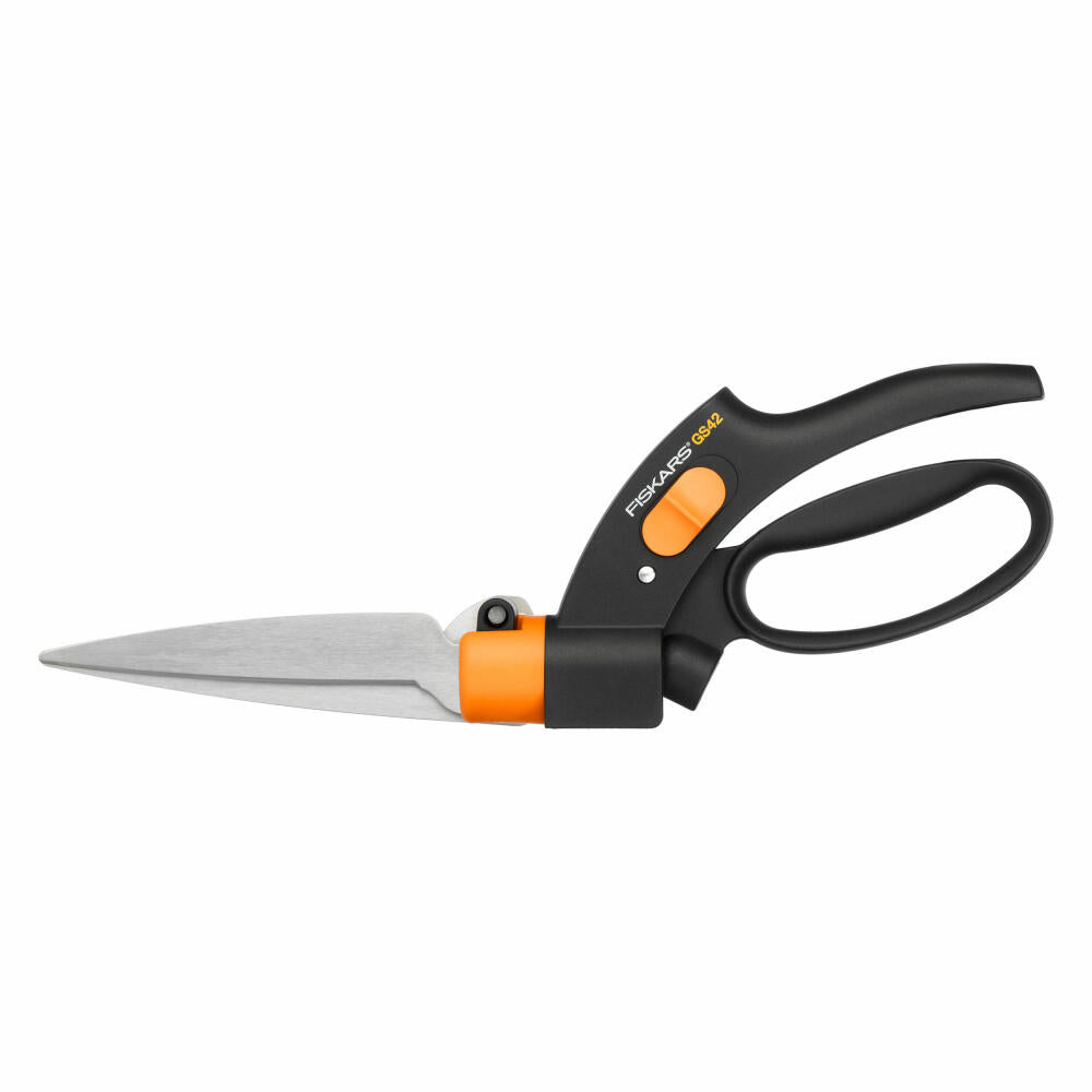 Fiskars Rasenkantenschere Servo-System GS42, Garten Schere, Outdoorschere, Gartenzubehör, Stahl / Kunststoff, Schwarz / Orange, 32 cm, 1000589