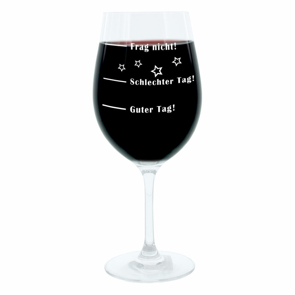 Leonardo wine glass XL, set of 2, Good day!, Bad day!, Don't ask!, mood glass with funny engraving, mood wine glass, 610 ml