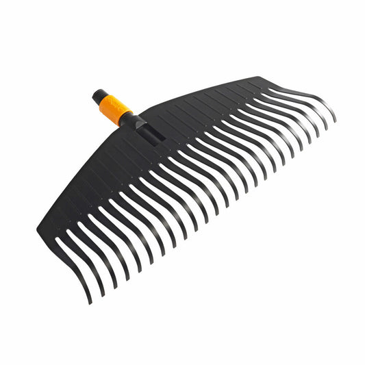 Fiskars QuikFit leaf broom, leaf broom, leaf rake, rake, fan broom, tool head, garden accessories, plastic, black / orange, 32 cm, 1000642