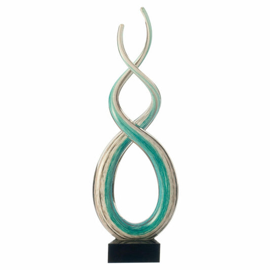 Leonardo Rotate sculpture, glass sculpture, decoration, decorative sculpture, glass object, glass, 38 cm, white / turquoise, 64114